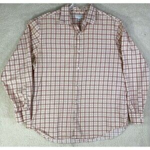 Banana Republic Shirt Mens Sz XXL Orange Plaid Cotton Button Up Long Sleeve 2XL
